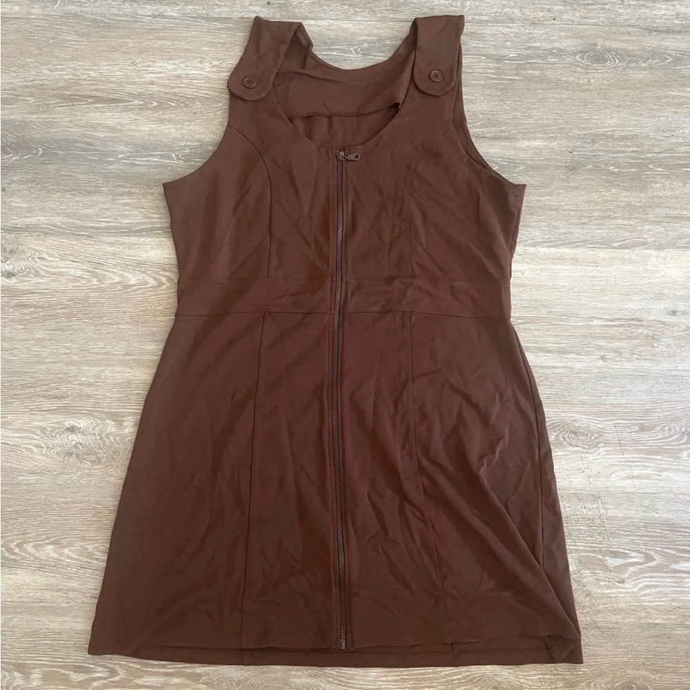 ASOS Curve Brown Sleeveless Zip-Front Sheath Dress